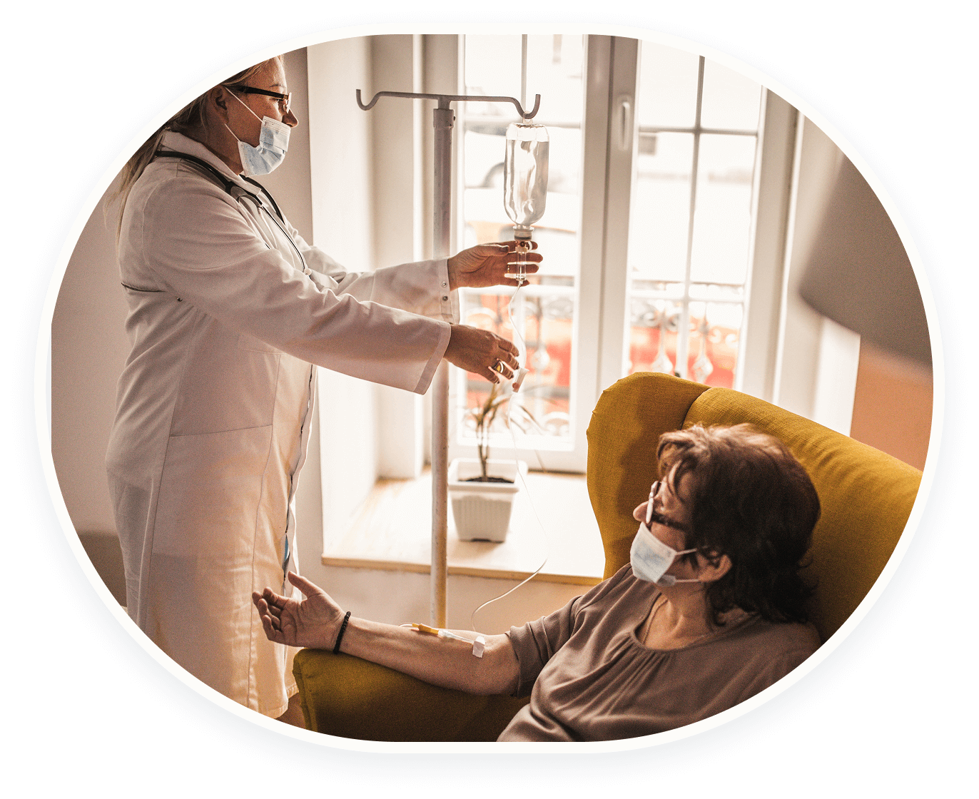 Doctor consulting patient in a bright medical office.